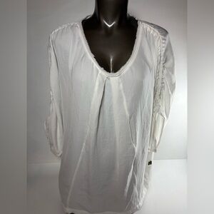 7 For All Mankind Elegant White Blouse with Gathered Sleeves